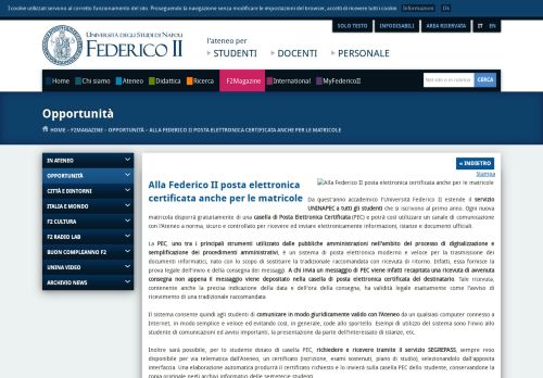 
                            11. Alla Federico II posta elettronica certificata anche per le ... - Unina