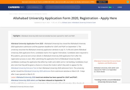 
                            11. Allahabad University Application Form 2019, Registration - Apply here
