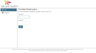 
                            7. AllCare Health Provider Portal - Login