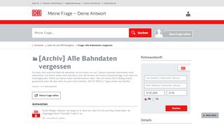 
                            3. Alle Bahndaten vergessen - Beantwortet - Bahn.de - Deutsche Bahn