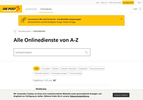 
                            12. Alle Onlinedienste - Die Post