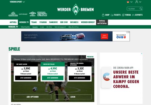 
                            4. Alle Werder-Spiele in Premiumqualität als Video | Werder.TV