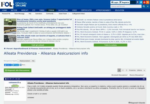 
                            10. Alleata Previdenza - Alleanza Assicurazioni info - FinanzaOnline