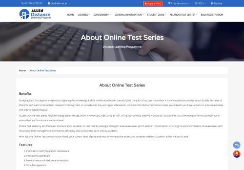 
                            5. ALLEN Online Test Series for JEE (Main + Advanced) | PRE ...