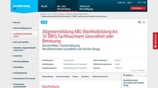 
                            11. Allgemeinbildung ABU (Nachholbildung Art. 32 BBV), Fachfrau/mann ...