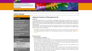 
                            2. Allgemeine Hinweise zur Platzvergabe mit LSF — Sektion Biologie