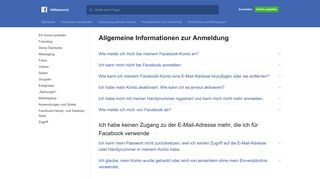 
                            3. Allgemeine Informationen zur Anmeldung | Facebook-Hilfebereich ...