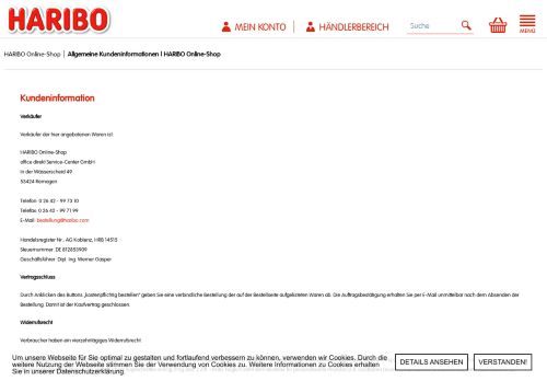 
                            4. Allgemeine Kundeninformationen | HARIBO Online-Shop | HARIBO ...