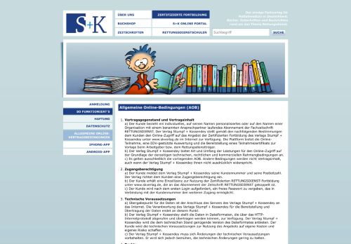 
                            6. Allgemeine Online-Vertragsbedingungen - S+K Verlag für Notfallmedizin