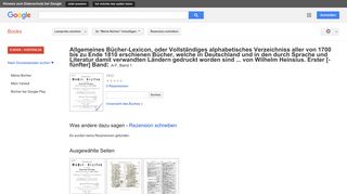 
                            6. Allgemeines Bücher-Lexicon, oder Vollständiges alphabetisches ...
