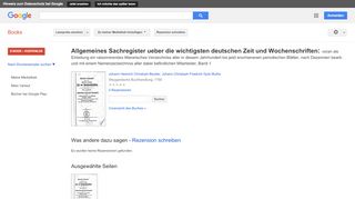 
                            13. Allgemeines Sachregister ueber die wichtigsten deutschen Zeit und ...