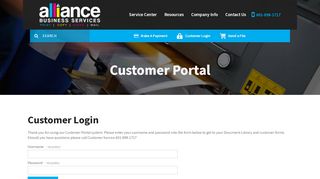 
                            9. Alliance Business Services : Customer Portal : Customer Login