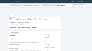 
                            10. Alliance Healthcare hiring Warehouse Team Leader Login to Save ...