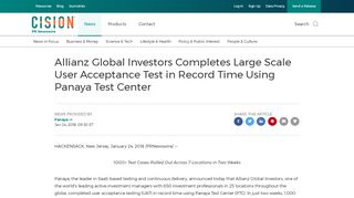 
                            12. Allianz Global Investors Completes Large Scale User Acceptance Test ...