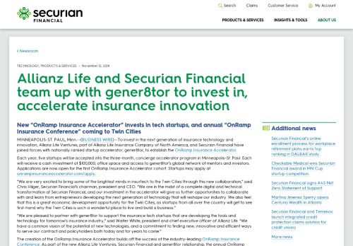 
                            9. Allianz Life and Securian Financial team up with gener8tor to invest in ...