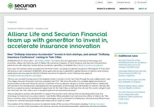 
                            13. Allianz Life and Securian Financial team up with gener8tor to invest ...