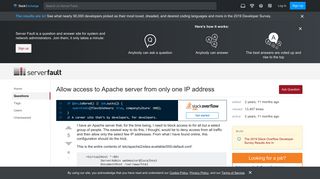 
                            7. Allow access to Apache server from only one IP address - Server Fault