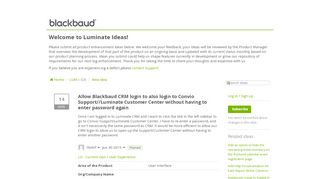 
                            9. Allow Blackbaud CRM login to also login to Convio | Ideas for Luminate