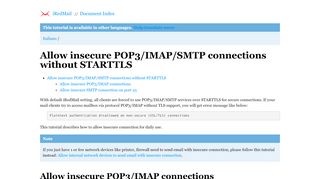 
                            5. Allow insecure POP3/IMAP/SMTP connections without STARTTLS