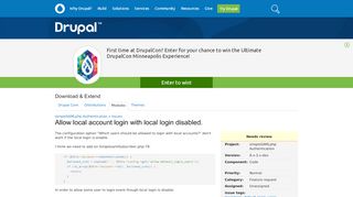 
                            3. Allow local account login with local login disabled. [#2920580] - Drupal