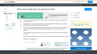 
                            1. Allow user to login from one device at a time - Stack Overflow