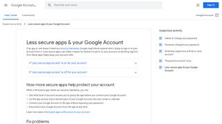 
                            2. Allowing less secure apps to access your account - Google Support