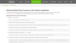 
                            11. Allowing Read-Only Access to the History Database — oVirt