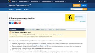 
                            5. Allowing user registration - Joomla! Documentation