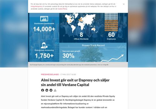 
                            10. Almi Invest gör exit ur Dapresy och säljer sin andel till Verdane ...