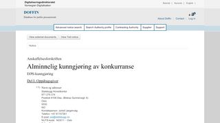 
                            9. Alminnelig kunngjøring av konkurranse - Doffin