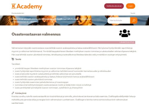 
                            10. Aloittavan osastovastaavan valmennus - K-Academy