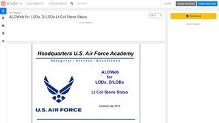 
                            9. ALOWeb for LODs, D/LODs Lt Col Steve Staso - studylib.net