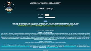 
                            1. ALOWEB login - United States Air Force Academy