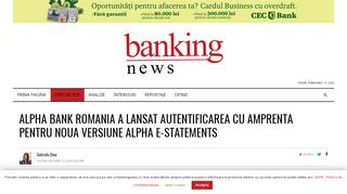 
                            11. Alpha Bank Romania a lansat autentificarea cu amprenta pentru ...