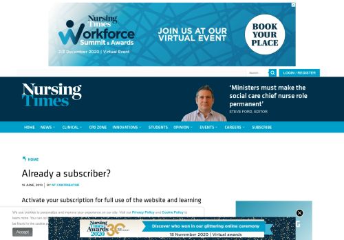 
                            3. Already a subscriber? | Unknown | Nursing Times