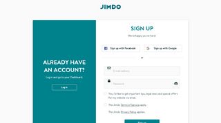 
                            6. Already have an account? - Sign Up - Jimdo