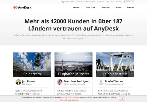 
                            7. als 7000 Kunden in über 100 Ländern vertrauen ... - Kunden – AnyDesk