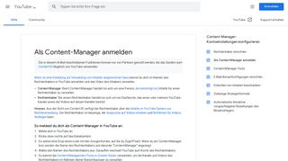
                            3. Als Content-Manager anmelden - YouTube-Hilfe - Google Support