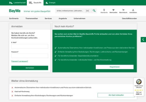 
                            3. Als Privatkunde einloggen - BayWa Baustoffe