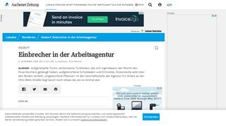 
                            9. Alsdorf: Einbrecher in der Arbeitsagentur - Aachener Zeitung