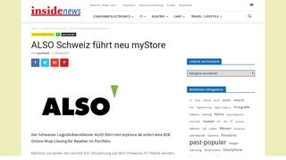
                            9. ALSO Schweiz führt neu myStore - Insidenews