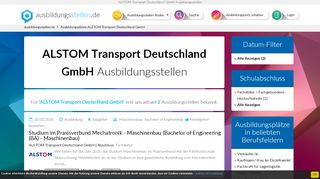 
                            11. ALSTOM Transport Deutschland GmbH Ausbildungsstellen