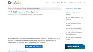 
                            9. Alt Code Shortcuts for Stars Symbols » WebNots