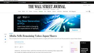 
                            11. Altaba Sells Remaining Yahoo Japan Shares - WSJ