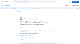 
                            1. Alten YouTube Kanal - Zugangsdaten verloren - Wiederherstellbar ...