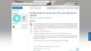 
                            5. ALTER LOGIN for SA fails with 15151 error SQL Server 2005 - MSDN ...