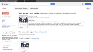 
                            12. Älter werden - aktiv bleiben: Beschäftigung in Wirtschaft und ... - Google Books-Ergebnisseite