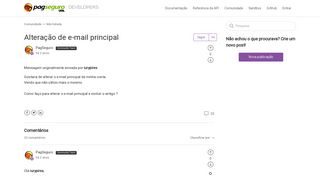 
                            10. Alteração de e-mail principal – Comunidade PagSeguro