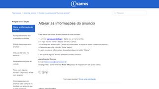 
                            5. Alterar as informações do anúncio – Fale conosco