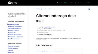 
                            2. Alterar endereço de e-mail - Spotify